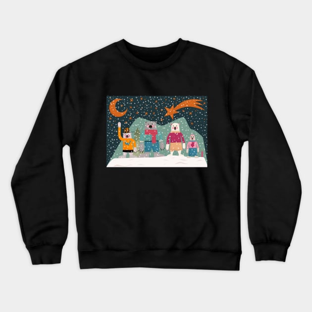 Merry Christmas Postcards - cute Christmas shirt -  cute bear family Crewneck Sweatshirt by Boogosh